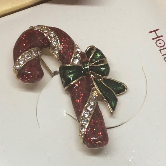 LIMITED Edition Gold HOLIDAY Candy Cane Brooch - Picture 7 of 8